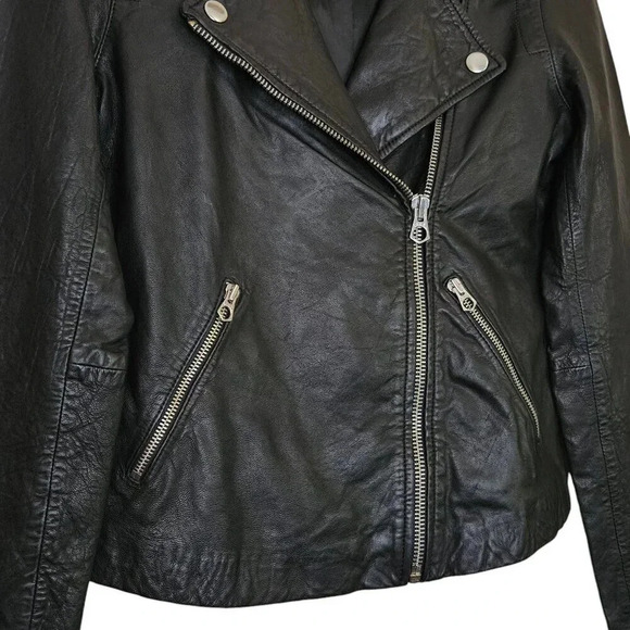 Madewell Washed Leather Jacket‎ Black Moto Biker Size XS - Picture 7 of 16